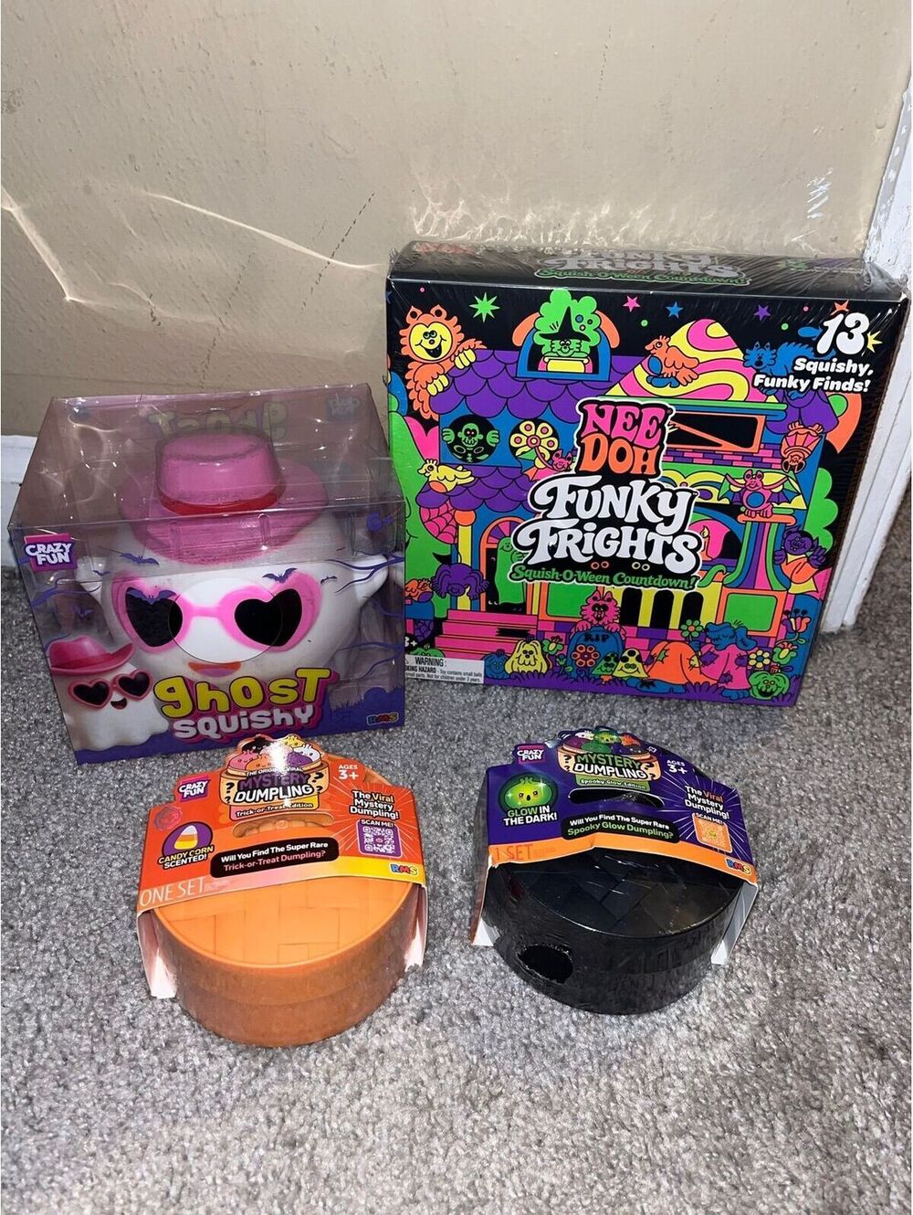 Halloween Squishy Bundle NeeDoh Funky Frights RMS Dumplings Ghost 4pc
